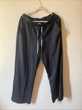 Figs Black Womens Drawstring Wide Leg Scrubs